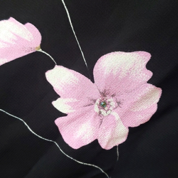 A.B.S. By Allen Schwartz Evening Long Black Strappy Dress & Beaded Roses Size 10 - Picture 5 of 14